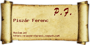 Piszár Ferenc névjegykártya