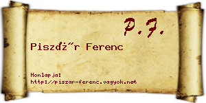 Piszár Ferenc névjegykártya